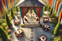 DALL·E-2025-07-11-21.39.02-A-hyper-photorealistic-vertical-overhead-top-down-fantasy-garden-scene-during-a-bright-summer-day.-At-the-center-is-a-beautifully-detailed-Bosnian-