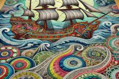 DALL·E-2025-07-16-21.08.34-A-colorful-Zentangle-style-carpet-that-depicts-a-sea-made-entirely-of-intricate-abstract-and-vibrant-Zentangle-patterns.-On-this-patterned-sea-a-ma