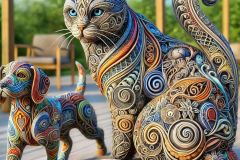 DALL·E-2025-07-16-21.09.42-A-photorealistic-3D-Zentangle-style-depiction-of-a-cat-and-a-dog-designed-in-a-surreal-and-colorful-artistic-style-inspired-by-Milic-of-Macva.-The-ca