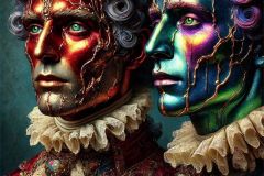 DALL·E-2025-10-11-00.52.43-An-ultra-hyperrealistic-surreal-baroque-close-up-vertical-portrait-of-a-man-and-a-shapeshifter-now-in-vivid-color.-The-man-wears-richly-detailed-baro