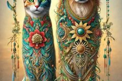 DALL·E-2025-09-13-01.01.47-An-ultra-hyperrealistic-vertical-full-body-portrait-of-a-cat-and-a-dog-standing-side-by-side-as-a-pair-designed-in-ornate-fantasy-style-inspired-by-M