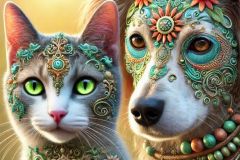 DALL·E-2025-09-13-01.02.28-An-ultra-hyperrealistic-vertical-close-up-portrait-of-a-cat-and-a-dog-side-by-side-in-ornate-fantasy-style-inspired-by-Mary-Ooms.-Their-faces-and-upp