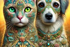 DALL·E-2025-09-13-01.02.30-An-ultra-hyperrealistic-vertical-close-up-portrait-of-a-cat-and-a-dog-side-by-side-in-ornate-fantasy-style-inspired-by-Mary-Ooms.-Their-faces-and-upp