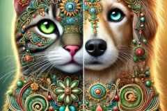 DALL·E-2025-09-13-01.02.35-An-ultra-hyperrealistic-vertical-close-up-portrait-of-a-cat-and-a-dog-side-by-side-in-ornate-fantasy-style-inspired-by-Mary-Ooms.-Their-faces-and-upp