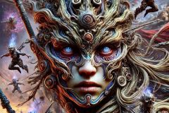 DALL·E-2025-06-29-21.43.40-Extreme-close-up-hyper-realistic-image-of-a-surreal-warrior-inspired-by-the-style-of-Milic-of-Macva.-The-warrior-has-a-mystical-organic-armor-that-a