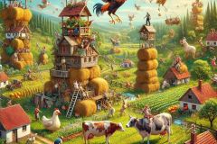 DALL·E-2025-06-29-21.44.09-Photorealistic-surreal-village-scene-inspired-by-the-style-of-naive-painters-and-Serbian-rural-imagination.-It-is-daytime-with-bright-clear-summer-l