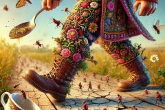 DALL·E-2025-06-29-21.45.44-Extreme-close-up-photorealistic-surreal-rural-scene-during-the-day.-The-image-focuses-on-a-richly-embroidered-folk-costume-walking-on-its-own-with-d