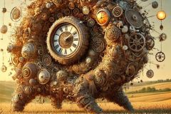 DALL·E-2025-06-30-20.17.49-Extreme-close-up-photorealistic-surreal-creature-in-a-rural-landscape-inspired-by-the-style-of-Milic-of-Macva.-The-creature-is-highly-complex-and-st