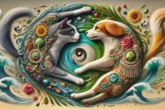 DALL·E-2025-09-13-01.03.11-An-ultra-hyperrealistic-horizontal-close-up-artistic-scene-of-a-cat-and-a-dog-intertwined-in-playful-motion-their-bodies-abstractly-forming-a-perfect