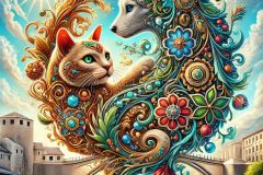 DALL·E-2025-09-13-01.03.38-An-ultra-hyperrealistic-ornate-artistic-logo-style-image-set-in-a-bright-summer-day.-A-cat-and-a-dog-are-intertwined-in-a-yin-yang-composition-richly