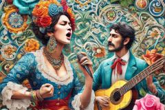 DALL·E-2025-09-13-01.04.35-An-ultra-detailed-ornate-and-colorful-azulejos-style-vertical-mural-inspired-by-Portuguese-fado.-The-artwork-shows-a-close-up-of-a-fado-singer-in-tra