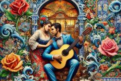 DALL·E-2025-09-13-01.04.53-An-ultra-detailed-ornate-and-colorful-azulejos-style-vertical-mural-inspired-by-Portuguese-fado.-The-close-up-artwork-shows-a-fado-singer-and-a-guita