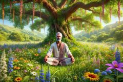 DALL·E-2025-09-14-13.04.45-An-ultra-hyperrealistic-horizontal-wide-scene-of-a-spiritual-man-sitting-peacefully-under-a-large-tree-on-a-bright-summer-day.-He-is-shown-from-close-
