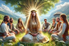 DALL·E-2025-09-14-14.16.29-An-ultra-hyperrealistic-horizontal-wide-scene-of-an-ancient-Balkan-spiritual-mother-from-2000-years-ago-sitting-in-a-circle-with-five-people-in-natur