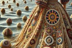 DALL·E-2025-06-30-20.19.52-Extreme-close-up-photorealistic-surreal-scene-inspired-by-Milic-of-Macva.-A-woman-stands-beside-the-sea-in-bright-daylight-wearing-a-long-flowing-d