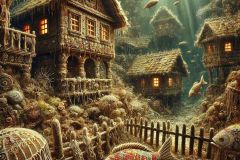DALL·E-2025-06-30-20.20.28-Extreme-close-up-photorealistic-surreal-underwater-village-scene-inspired-by-Milic-of-Macva.-A-folkloric-Balkan-village-rests-quietly-on-the-ocean-fl