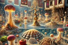 DALL·E-2025-06-30-20.20.58-Extreme-close-up-photorealistic-surreal-scene-inspired-by-Milic-of-Macva.-A-fantastical-underwater-garden-grows-in-the-courtyard-of-a-sunken-village-