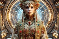 DALL·E-2025-09-19-22.40.08-An-ultra-hyperrealistic-vertical-close-up-portrait-of-an-ancient-Balkan-warrior-queen-seated-inside-a-spaceship-shown-from-the-waist-up.-She-wears-a-