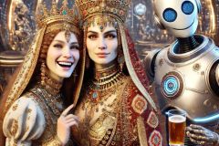 DALL·E-2025-09-19-22.41.21-An-ultra-hyperrealistic-vertical-close-up-selfie-style-portrait-of-an-ancient-Balkan-warrior-queen-a-king-and-a-humanoid-robot-inside-a-futuristic-s