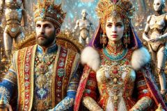 DALL·E-2025-09-19-22.41.45-An-ultra-hyperrealistic-vertical-close-up-portrait-of-an-ancient-Balkan-queen-and-king-seated-together-at-a-grand-feast-inside-a-futuristic-spaceship