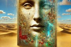 DALL·E-2025-09-19-22.42.04-A-surreal-ultra-hyperrealistic-vertical-scene-of-a-giant-female-face-emerging-from-the-desert-sands-on-a-bright-summer-day.-The-enormous-face-is-seren
