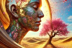 DALL·E-2025-09-19-22.42.13-A-surreal-ultra-hyperrealistic-vertical-scene-of-a-giant-female-mosaic-face-in-the-desert-bending-and-folding-like-a-leaf-in-the-wind.-As-the-face-fo