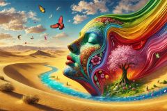 DALL·E-2025-09-19-22.42.18-A-surreal-ultra-hyperrealistic-horizontal-scene-of-a-giant-female-mosaic-face-in-the-desert-bending-and-folding-like-a-leaf-in-the-wind.-As-the-face-