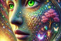 DALL·E-2025-09-19-22.42.25-An-ultra-hyperrealistic-vertical-surreal-close-up-of-a-giant-female-mosaic-face-in-the-desert-her-vivid-green-eyes-open-and-glowing-with-life.-The-mo