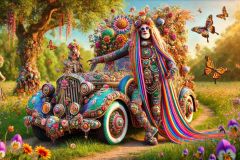 DALL·E-2025-09-19-22.44.54-An-ultra-hyperrealistic-surreal-fantasy-scene-in-ornate-Mary-Ooms–inspired-style-set-on-a-bright-summer-day.-A-fantastical-car-covered-in-colorful-mo