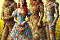 DALL·E-2025-09-19-22.45.07-An-ultra-hyperrealistic-vertical-fantasy-portrait-inspired-by-the-Wizard-of-Oz-reimagined-in-ornate-Mary-Ooms–style.-Four-figures-stand-side-by-side