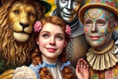 DALL·E-2025-09-19-22.45.13-An-ultra-hyperrealistic-vertical-close-up-selfie-style-portrait-inspired-by-the-Wizard-of-Oz-reimagined-in-ornate-Mary-Ooms–style.-Four-figures-lean-