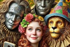 DALL·E-2025-09-19-22.45.15-An-ultra-hyperrealistic-vertical-close-up-selfie-style-portrait-inspired-by-the-Wizard-of-Oz-reimagined-in-ornate-Mary-Ooms–style.-Four-figures-lean-