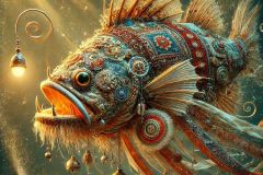 DALL·E-2025-06-30-20.21.42-Extreme-close-up-photorealistic-surreal-underwater-scene-inspired-by-Milic-of-Macva.-A-large-anglerfish-like-creature-swims-gracefully-through-glowin
