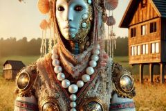 DALL·E-2025-06-30-20.23.08-Full-body-extreme-close-up-photorealistic-image-of-a-surreal-hybrid-being-standing-in-a-sunlit-rural-landscape-inspired-by-Milic-of-Macva.-One-half-