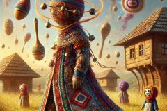 DALL·E-2025-06-30-20.24.44-Extreme-close-up-photorealistic-surreal-rural-dreamscape-inspired-by-Milic-of-Macva.-A-fantastical-humanoid-being-with-a-head-shaped-like-a-spinning-