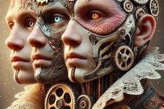 DALL·E-2025-06-30-20.24.46-Extreme-close-up-photorealistic-surreal-portrait-of-a-hybrid-being-composed-of-three-merged-creatures-including-robotic-elements-inspired-by-Milic-