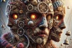 DALL·E-2025-06-30-20.24.55-Extreme-close-up-photorealistic-surreal-portrait-of-a-fused-being-made-of-three-distinct-entities-including-robotic-and-folkloric-components-inspir