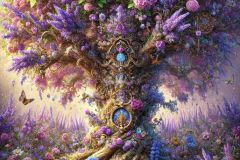 DALL·E-2025-09-19-22.57.13-An-ultra-hyperrealistic-vertical-close-up-fantasy-portrait-of-a-magical-lavender-tree-in-ornate-Mary-Ooms–inspired-style.-The-trees-crown-is-lush-and