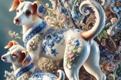 DALL·E-2025-09-19-23.47.25-An-ultra-hyperrealistic-vertical-close-up-of-a-porcelain-sculpture-of-two-dogs-playing-together-in-ornate-Mary-Ooms–inspired-style.-The-sculpture-is-