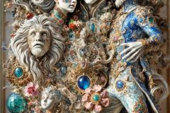 DALL·E-2025-09-19-23.48.01-An-ultra-hyperrealistic-vertical-fantasy-sculpture-in-ornate-Mary-Ooms–inspired-style-depicting-the-Wizard-of-Oz-companions-fused-into-one-monumental