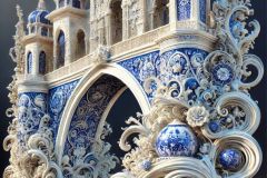 DALL·E-2025-09-19-23.50.01-An-ultra-hyperrealistic-vertical-fantasy-sculpture-inspired-by-the-Old-Bridge-Stari-Most-in-Mostar-crafted-entirely-in-glossy-blue-and-white-porcel