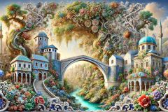 DALL·E-2025-09-19-23.50.27-An-ultra-hyperrealistic-horizontal-fantasy-panorama-in-ornate-Mary-Ooms–inspired-style-depicting-a-monumental-porcelain-world-inspired-by-the-Old-Bri