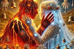 DALL·E-2025-06-30-20.26.27-Extreme-close-up-photorealistic-surreal-image-inspired-by-Milic-of-Macva.-A-fiery-volcano-being-and-an-icy-water-being-are-embracing-peacefully-in-a-