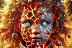 DALL·E-2025-06-30-20.26.31-Extreme-close-up-photorealistic-surreal-portrait-of-a-mystical-child-born-from-the-union-of-a-fiery-volcano-being-and-an-icy-water-being-inspired-by