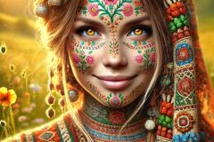 DALL·E-2025-06-30-20.26.51-Extreme-close-up-photorealistic-surreal-image-inspired-by-Milic-of-Macva.-A-beautiful-woman-stands-in-bright-summer-daylight-smiling-gently.-Her-fac