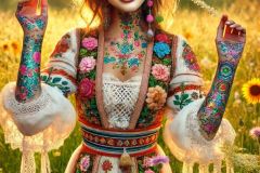DALL·E-2025-06-30-20.26.55-Full-body-photorealistic-surreal-image-inspired-by-Milic-of-Macva.-A-beautiful-woman-stands-in-a-sunlit-summer-meadow-smiling-serenely.-Her-entire-b