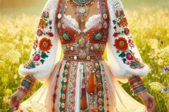 DALL·E-2025-06-30-20.26.56-Full-body-photorealistic-surreal-image-inspired-by-Milic-of-Macva.-A-beautiful-woman-stands-in-a-sunlit-summer-meadow-smiling-serenely.-Her-entire-b