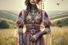 DALL·E-2025-06-30-20.26.59-Full-body-photorealistic-surreal-image-inspired-by-Milic-of-Macva.-A-beautiful-woman-stands-in-a-bright-summer-meadow-under-soft-diffuse-daylight-w