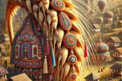 DALL·E-2025-06-30-20.28.03-Extreme-close-up-photorealistic-surreal-image-inspired-by-Milic-of-Macva.-A-giant-ear-of-wheat-richly-adorned-with-Balkan-folk-embroidery-and-woven-