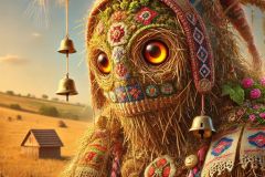 DALL·E-2025-06-30-20.28.19-Extreme-close-up-photorealistic-surreal-image-inspired-by-Milic-of-Macva.-In-a-glowing-summer-field-a-fantastical-hybrid-creature-stands-—-part-man